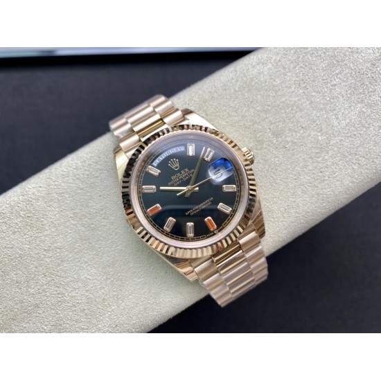 Rolex-DayDate 228235 40mm RG/RG Black/Baguette EWF V4 VR3255
