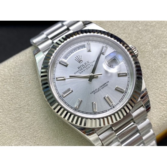 Rolex-DayDate 228236 40mm SS/SS Silver/Dia EWF VR3255