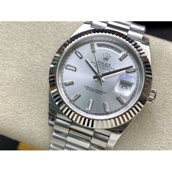 Rolex-DayDate 228236 40mm SS/SS Silver/Dia EWF VR3255