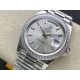 Rolex-DayDate 40mm Pres SS/SS Patterned Silver Stk Flut EWF VR3255
